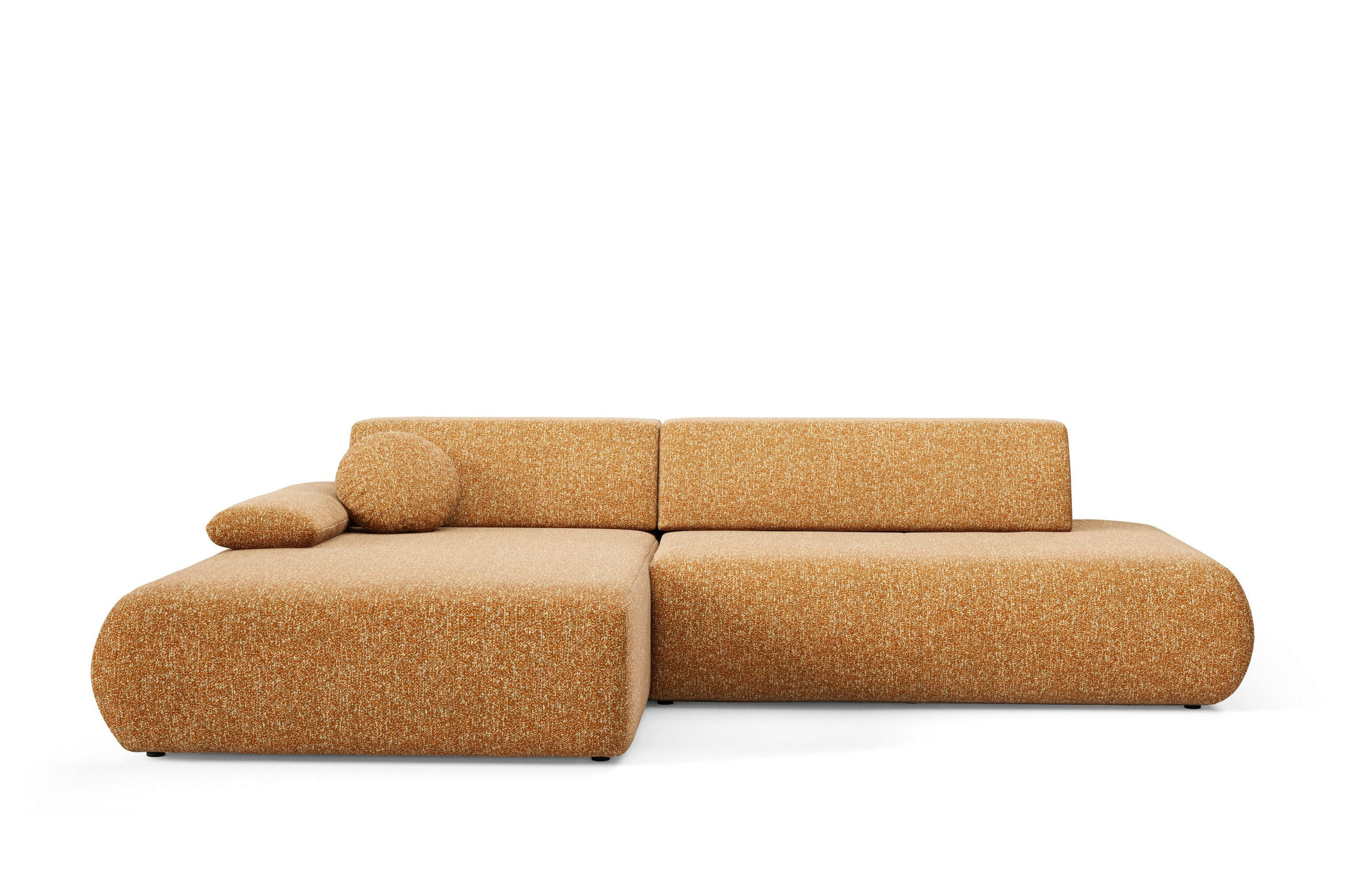 ECKSOFA DELTA L-S Braun Geflochtener Stoff mit Schlaffunktion - Braun, Holz (286/173.5cm) - MASSENO