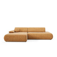 ECKSOFA DELTA L-S Braun Geflochtener Stoff mit Schlaffunktion - Braun, Holz (286/173.5cm) - MASSENO