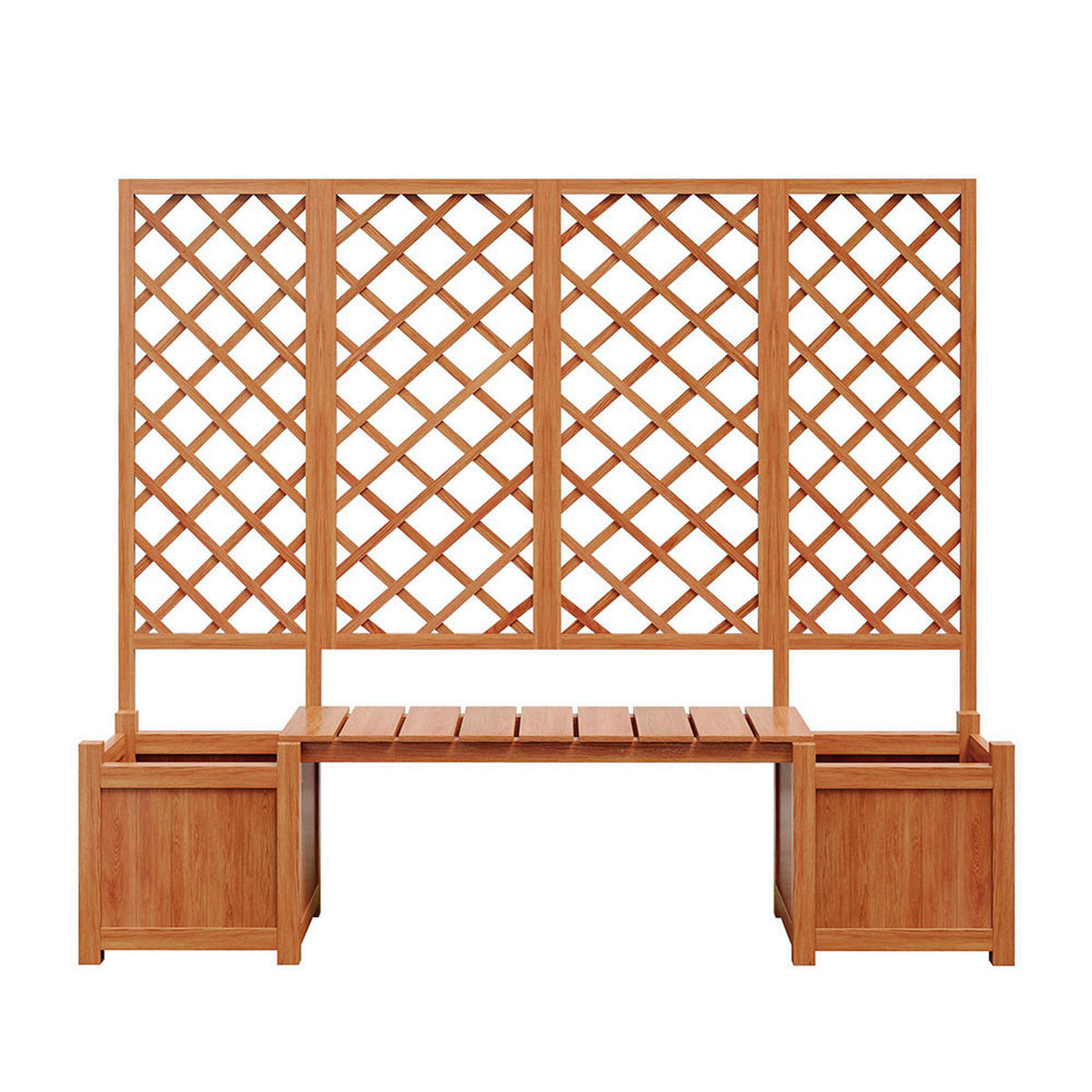 BLUMENKASTEN mit Spalier und Sitz für Garten Hof Terrasse，Braun - Braun, Holz (42/145/169cm) - KOMHTOM