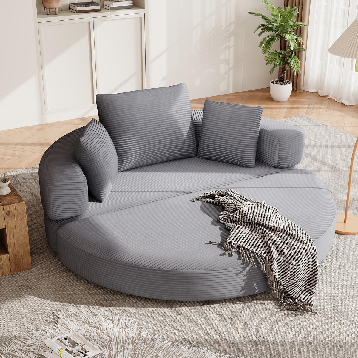 KLAPPSOFABETT Cord Samt-Optik 2-in-1 Sofa und Bett Grau 173/176/40 cm - Grün, Textil (176/40/173cm) - Redom