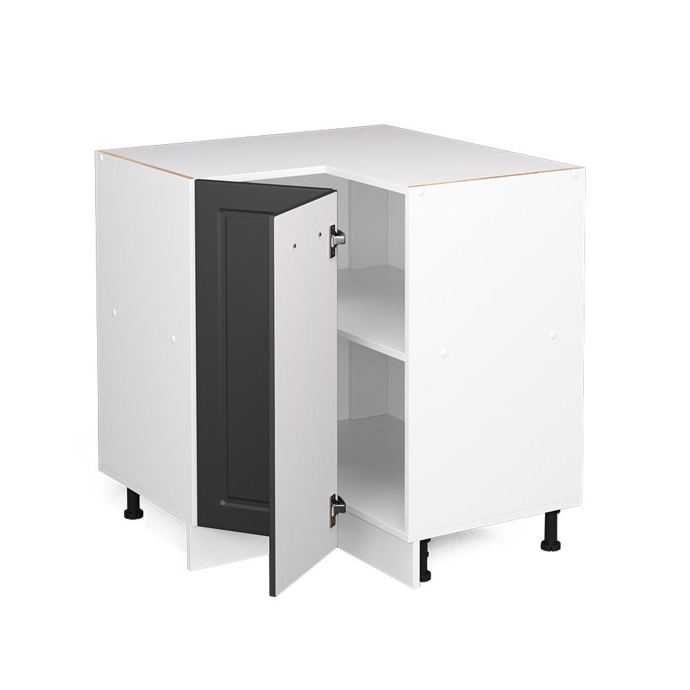 ECKUNTERSCHRANK R-Line Anthrazit Landhaus 75.6 cm, AP Eiche - Anthrazit/Weiß, Holzwerkstoff (75.6/81.6/60cm) - Vicco