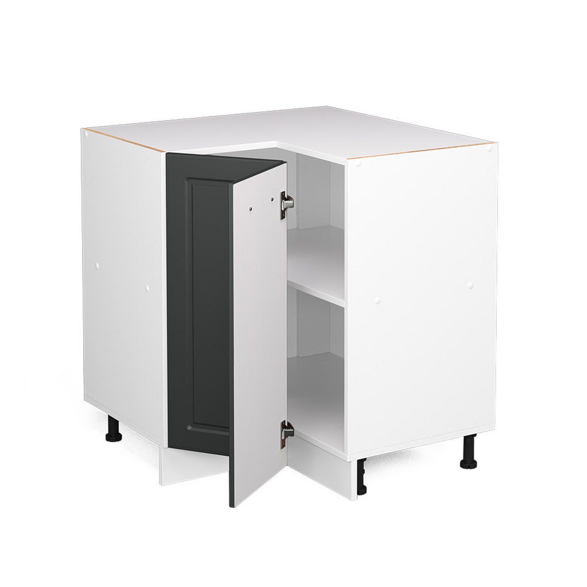 ECKUNTERSCHRANK R-Line Anthrazit Landhaus 75.6 cm, AP Eiche - Anthrazit/Weiß, Holzwerkstoff (75.6/81.6/60cm) - Vicco