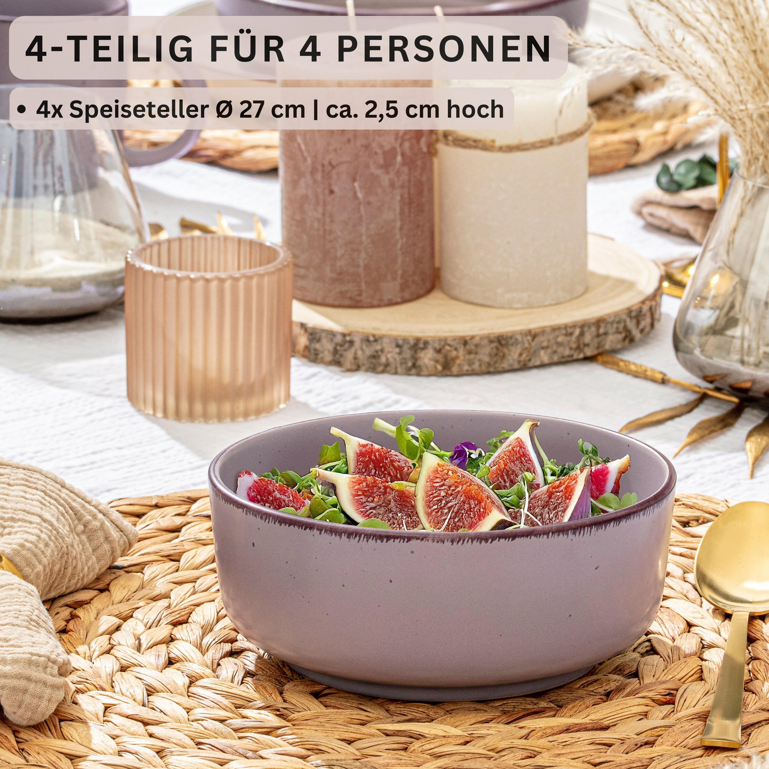 SCHALEN BOMBAY BASALT - 4 teilig aus Steingut - Lila, Stein (16.5/16.5/6.5cm) - Sänger