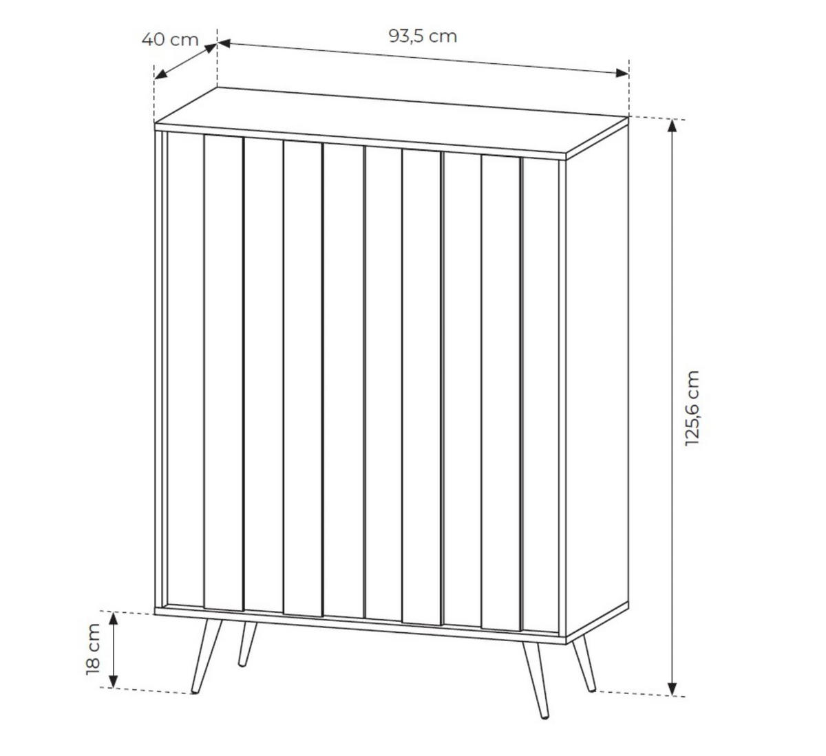 HIGHBOARD FARO, zweitüriger Hochkommode mit LED - Eichefarben, Holzwerkstoff (94/126/40cm) - Bettso