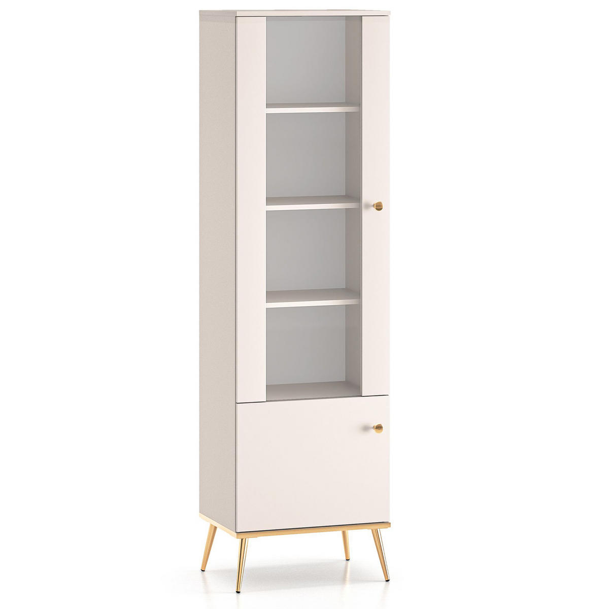 GLASVITRINE FRALIA,Creme - Creme, Glas/Holzwerkstoff (55/190/40cm) - KONSIMO®