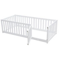 KINDERBODENBETT 90x200 cm in Weiß mit Zaun und Tür - Weiß, Holz (90/200cm) - IVMEU