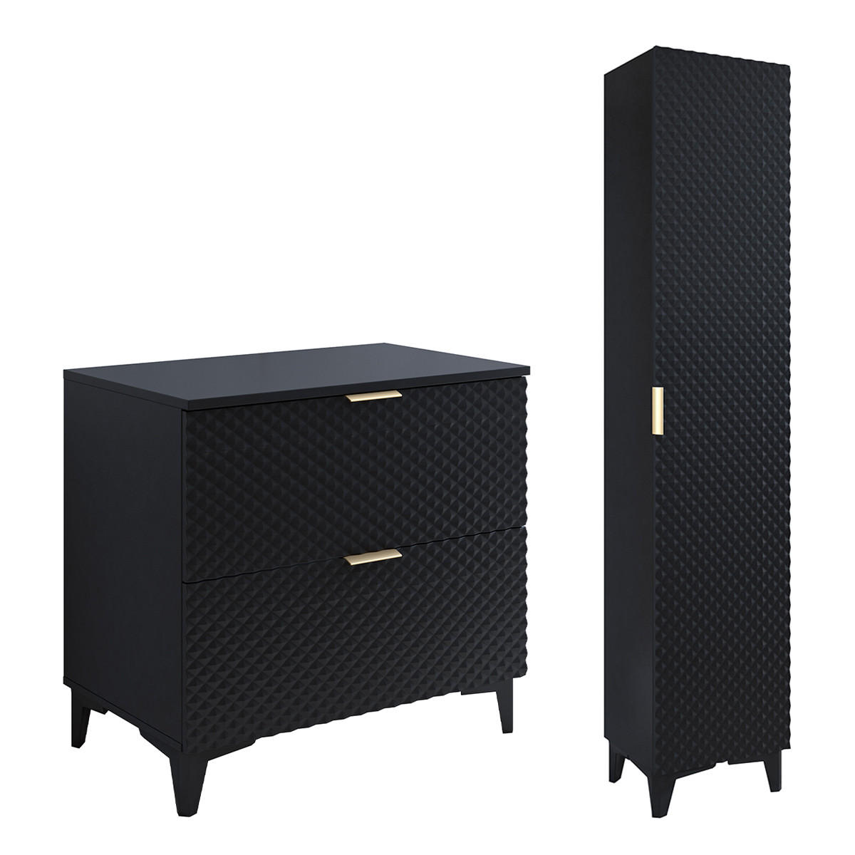 BADMÖBEL 80.4cm Cléa 2er-Set Schwarz - Schwarz, Holzwerkstoff (80.4/62.6/48.5cm) - Petits-meubles