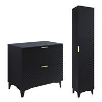 BADMÖBEL 80.4cm Cléa 2er-Set Schwarz - Schwarz, Holzwerkstoff (80.4/62.6/48.5cm) - Petits-meubles