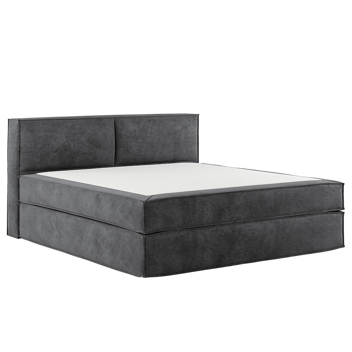 BOXSPRINGBETT mit Kopfteil - Premium - Anthrazit, Textil (200/200cm) - home24