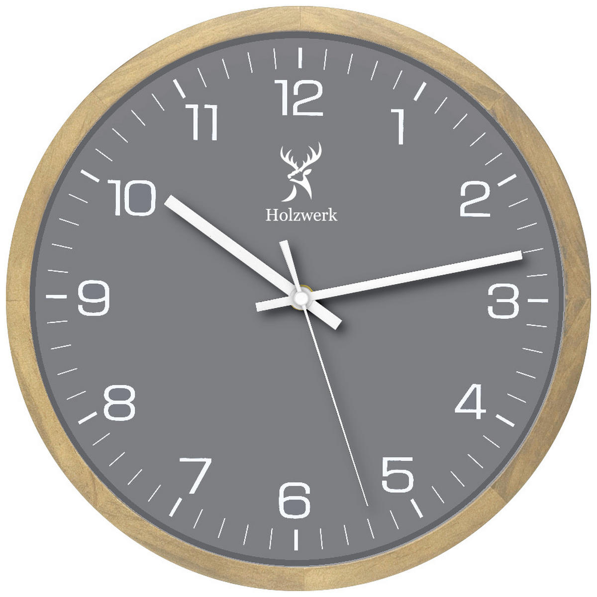 WANDUHR Holz Designer HARBURG Loft Wand Uhr, beige, grau - Beige/Weiß, Glas/Holz (30/30/4.2cm) - Holzwerk