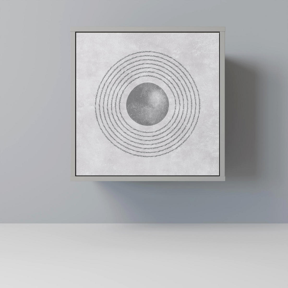 SIDEBOARD SOLID CIRCLES, Grau, 57,5x42x70,5 cm, Schwarze Metall-Sternfüße - Multicolor/Schwarz, Holzwerkstoff/Metall (57.5/70.5/42cm) - SpaceRebels