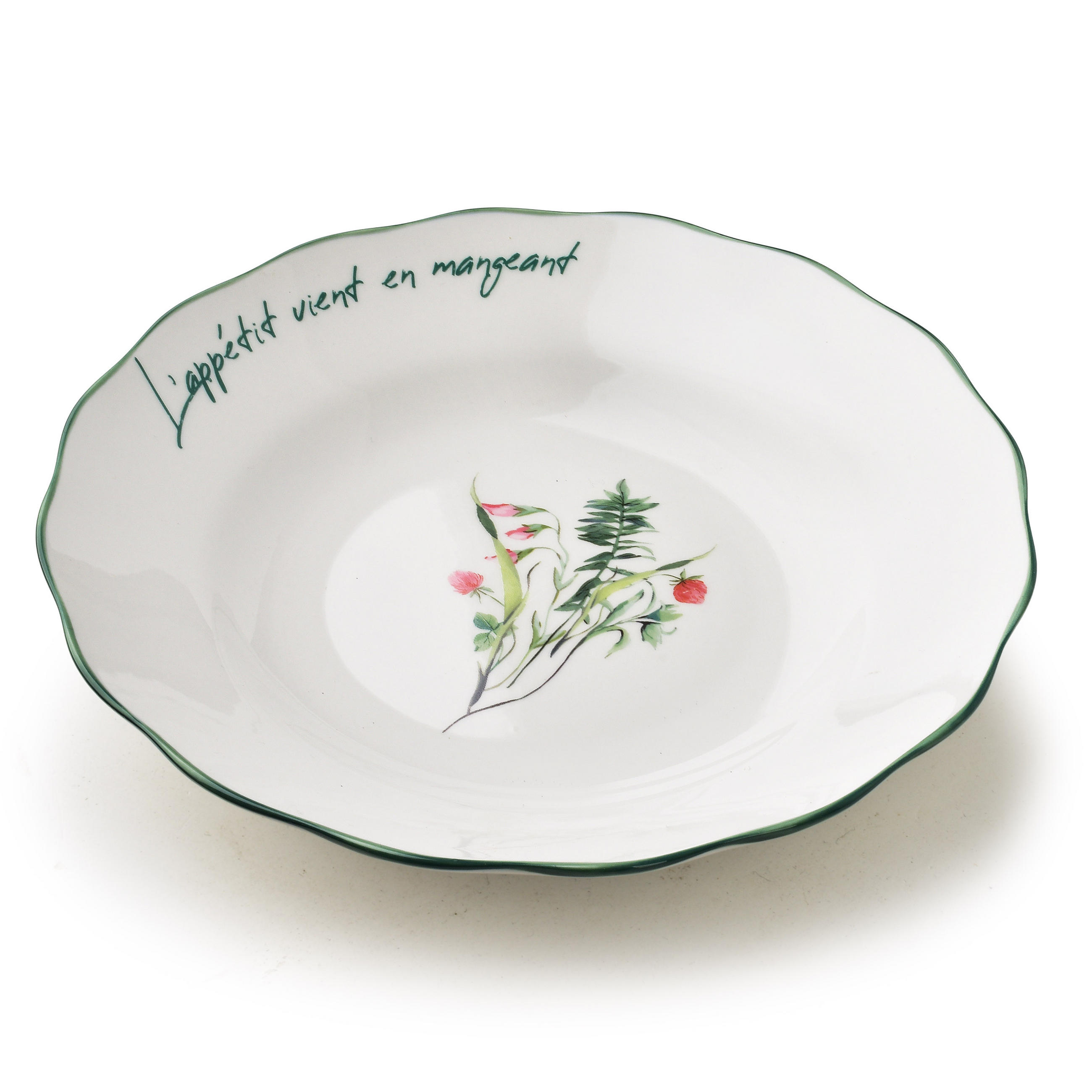 SUPPENTELLER MOLLIE Weiß 22,5/4cm Porzellan - Grün, Keramik (4cm) - Mondex