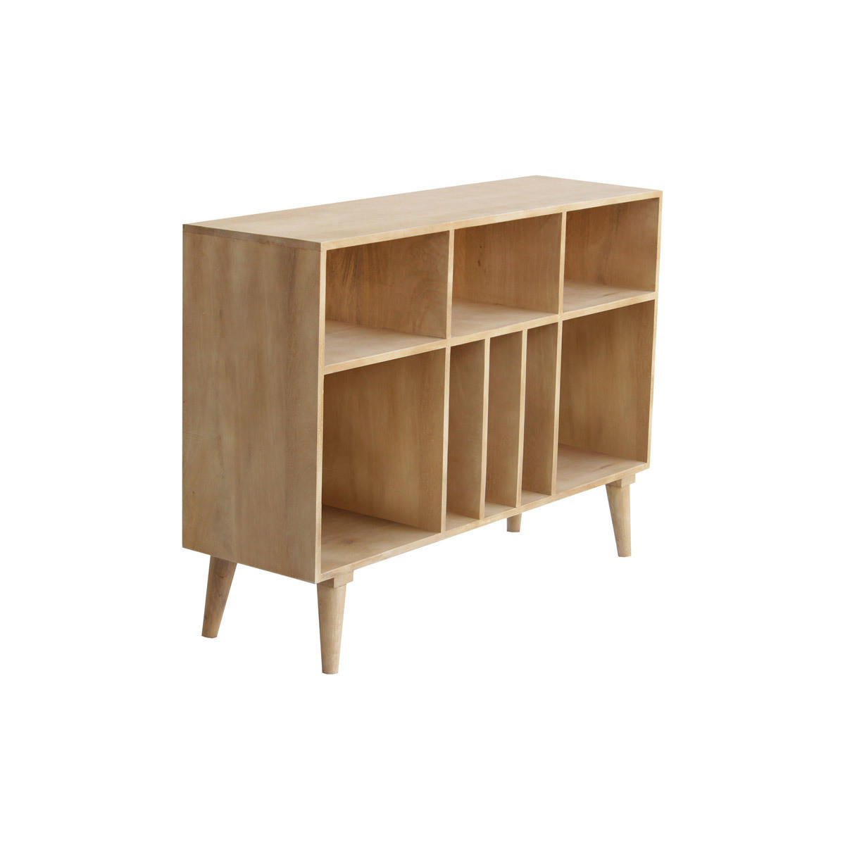 SIDEBOARD Ablage Flaschen Platten Mangoholz ISIDRO - Dunkelbraun, Holz (35/85/120cm) - Miliboo