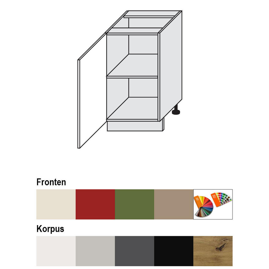 Thumbnail - Feldmann-Wohnen Unterschrank, Graubraun, Schwarz, Holz, 1 Fächer, 45x82x50 cm, Küchen, Küchenmöbel, Küchenschränke, Küch...