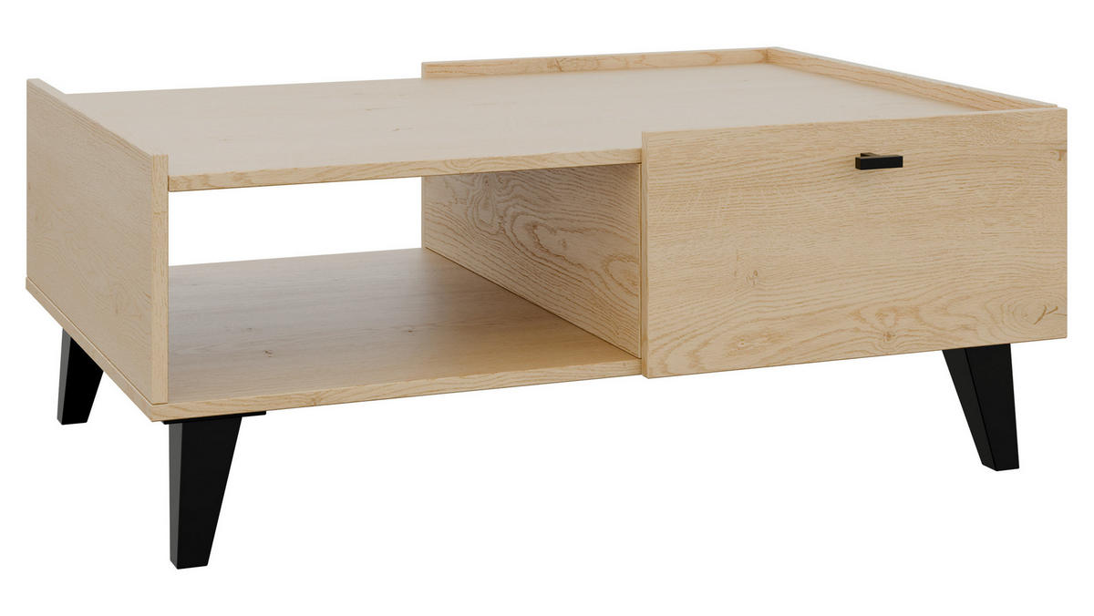 COUCHTISCH Vurkizo 1SZ - Eichefarben/Schwarz, Holzwerkstoff/Kunststoff (70/100/40cm) - MIRJAN24