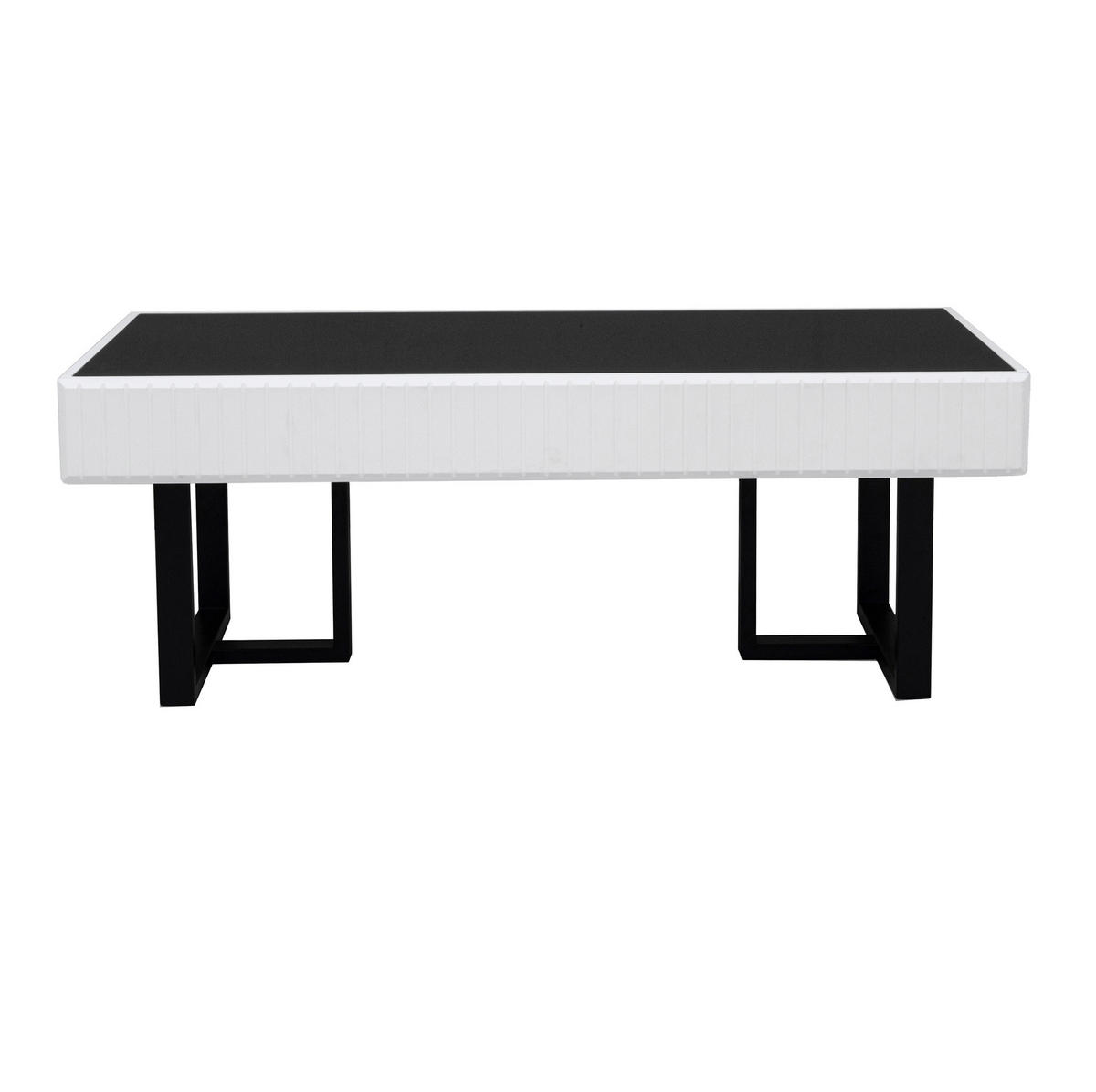 COUCHTISCH 110/50,5/41 cm mit hochglänzender Tischplatte und Eisengestell, Schwarz/Weiß - Schwarz, Holzwerkstoff (110/50.5/41cm) - Redom