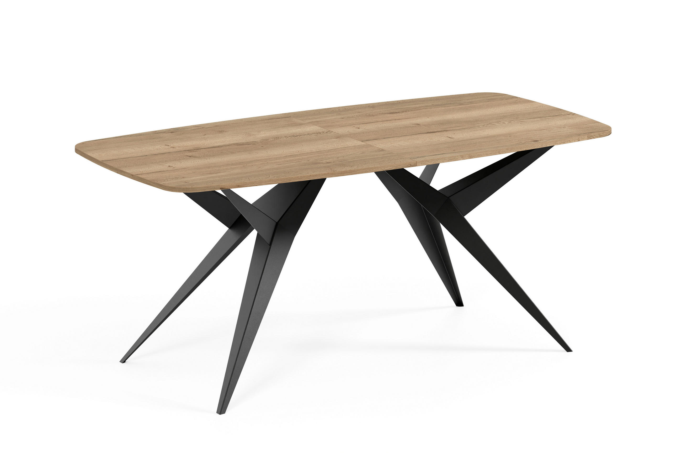ESSTISCH AXIS - Hellbraun/Schwarz, Holzwerkstoff/Metall (90/180/76cm) - Meblini