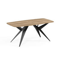 ESSTISCH AXIS - Hellbraun/Schwarz, Holzwerkstoff/Metall (90/180/76cm) - Meblini