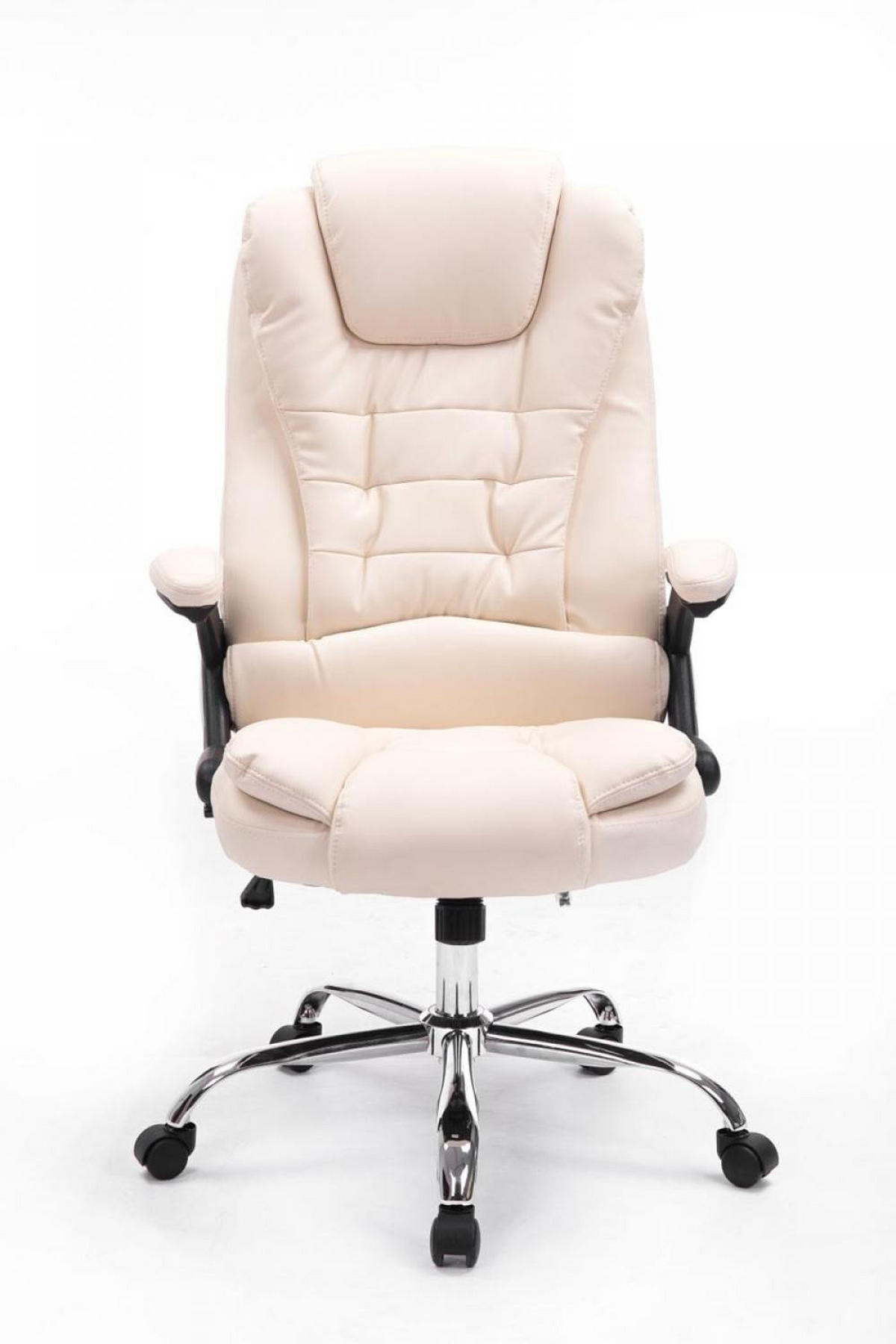 CHEFSESSEL Lederlook creme - Chromfarben/Creme, Textil/Metall (69.5/113/78cm) - CLP