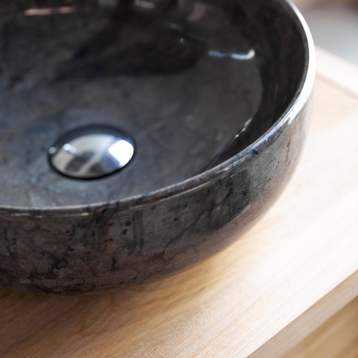 WASCHBECKEN Pia Grau aus Marmor - Grau, Stein (33/12/33cm) - Tikamoon