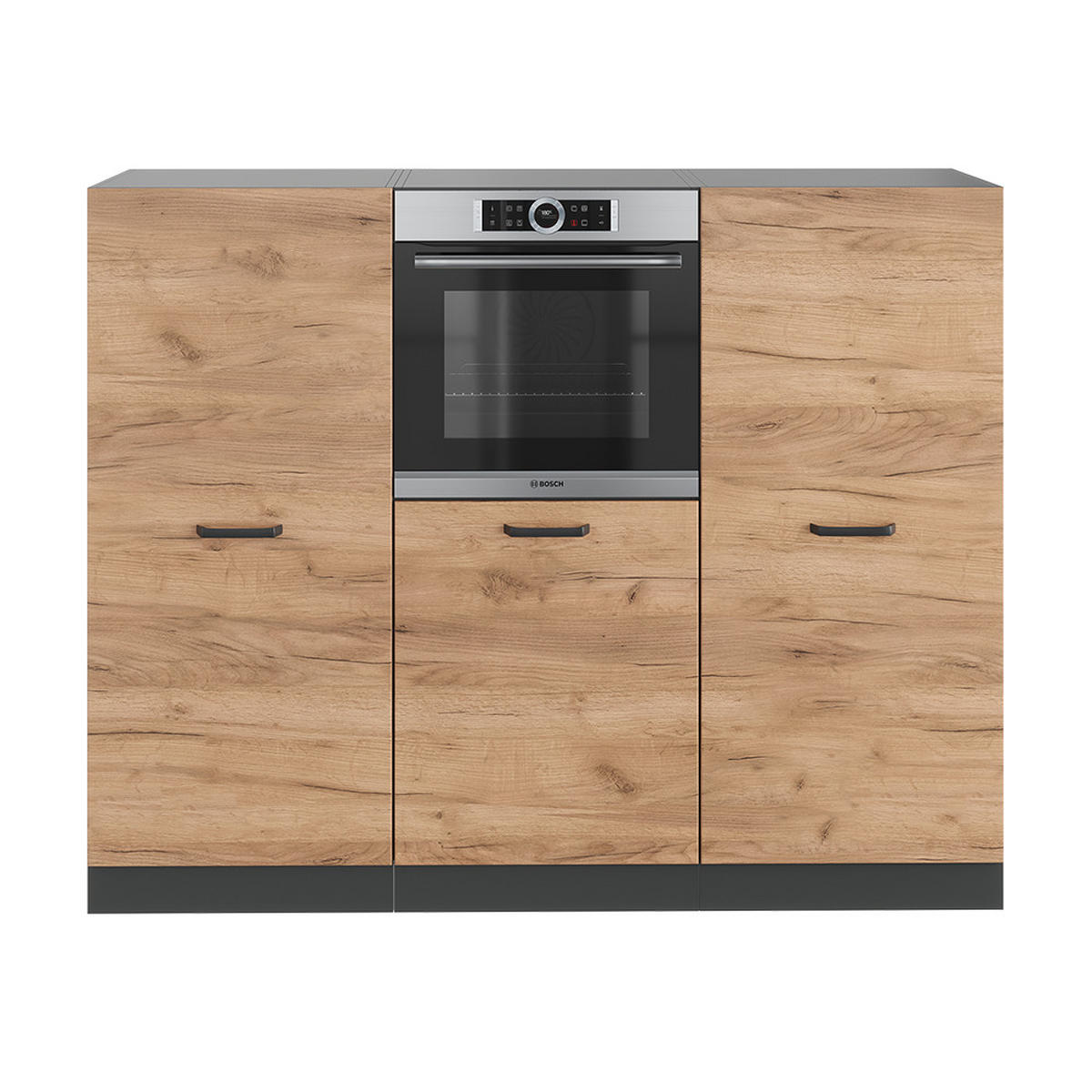 KÜCHENBLOCK R-Line Goldkraft Eiche/Anthrazit 180 cm ohne AP - Honigeiche/Anthrazit, Holzwerkstoff (180/81.6/46cm) - Vicco