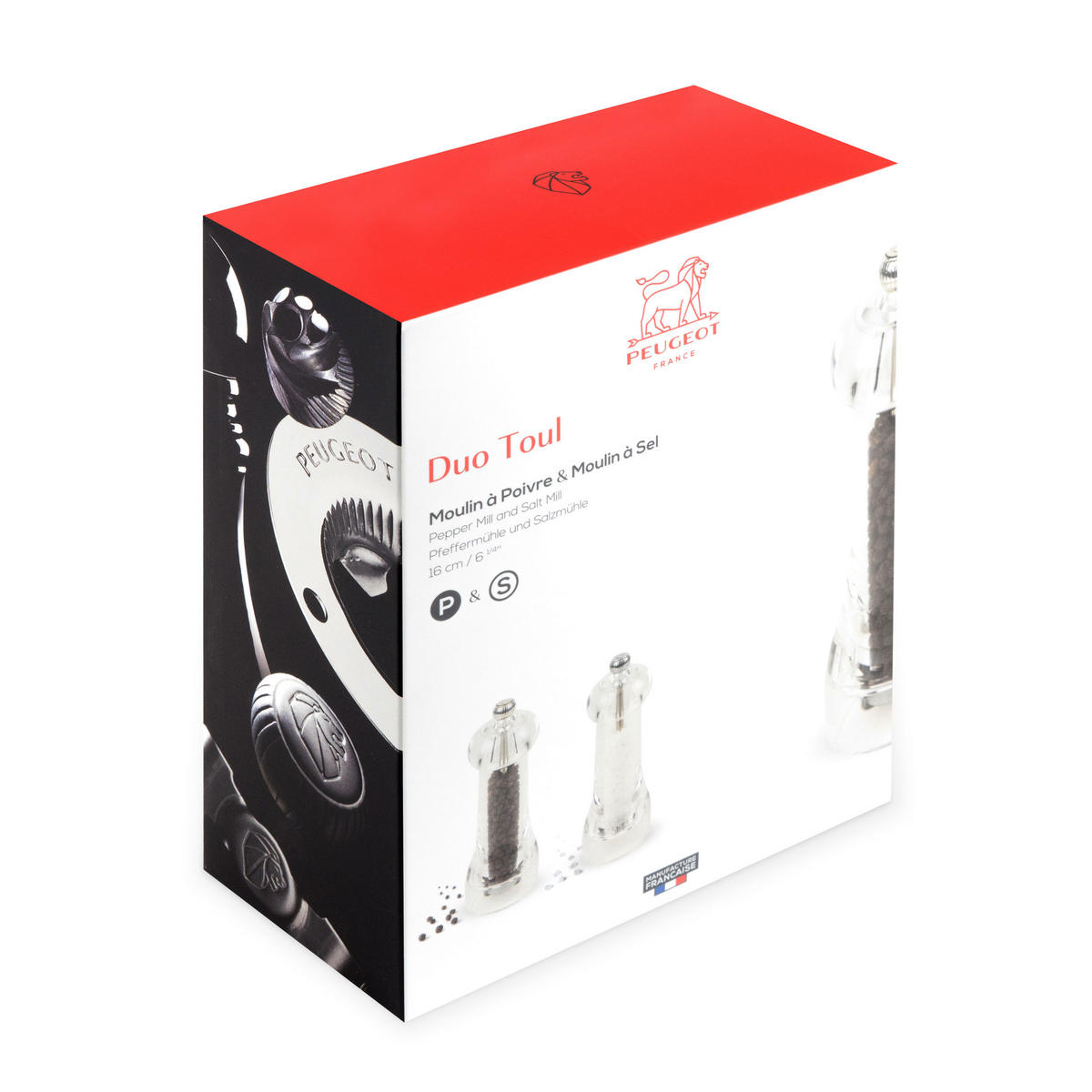 MÜHLENSET Toul 16cm Pfeffer- & Salzmühle Acryl Stahlmahlwerk - Transparent, Kunststoff (11/16/5.5cm) - PEUGEOT