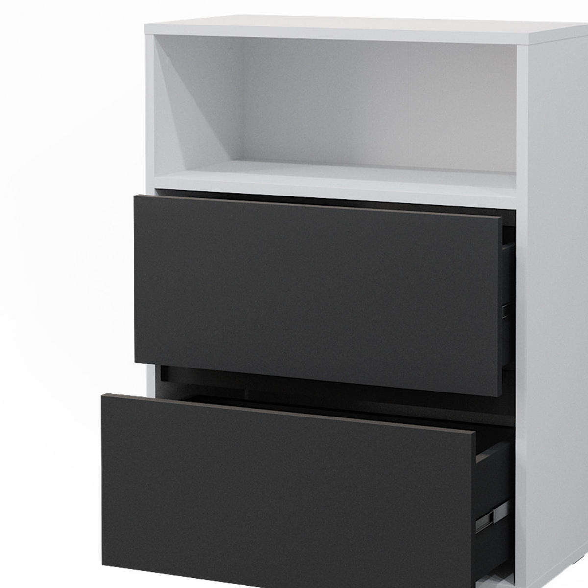 BADSCHRANK Maltin Weiß 60.2 x 78 cm mit zwei großen Schublade - Anthrazit/Weiß, Holzwerkstoff (60.2/78/30.1cm) - Vicco