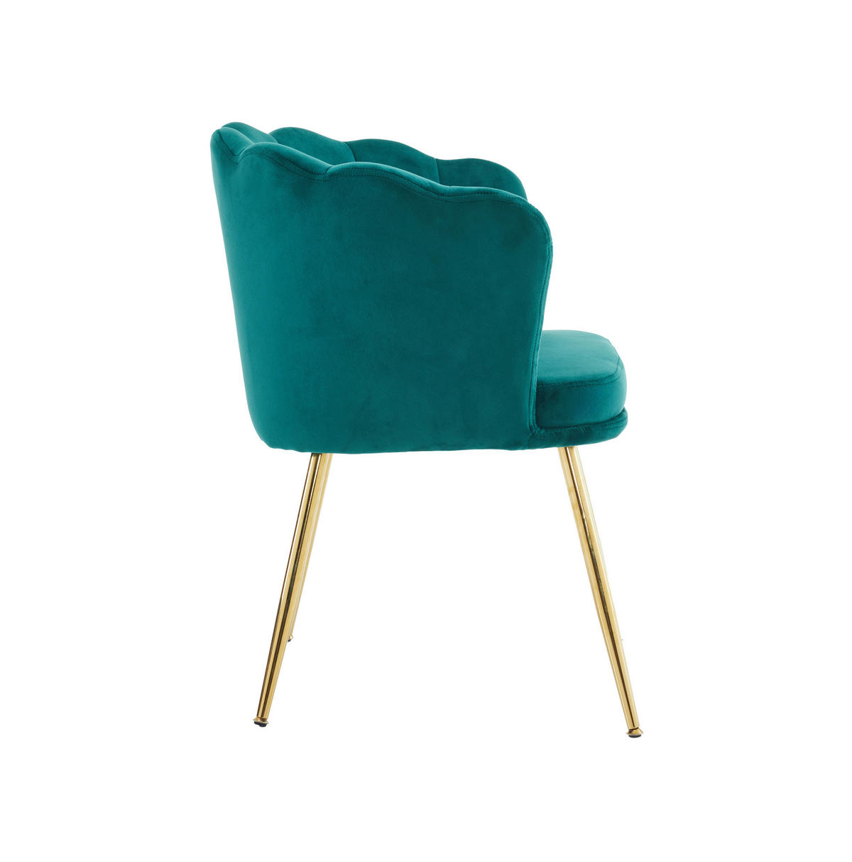 SESSEL 63x58x77 cm in Grün, Samt mit Blütenblatt-Design, vergoldete Metallbeine - Grün, Textil (58/77/63cm) - Modfu
