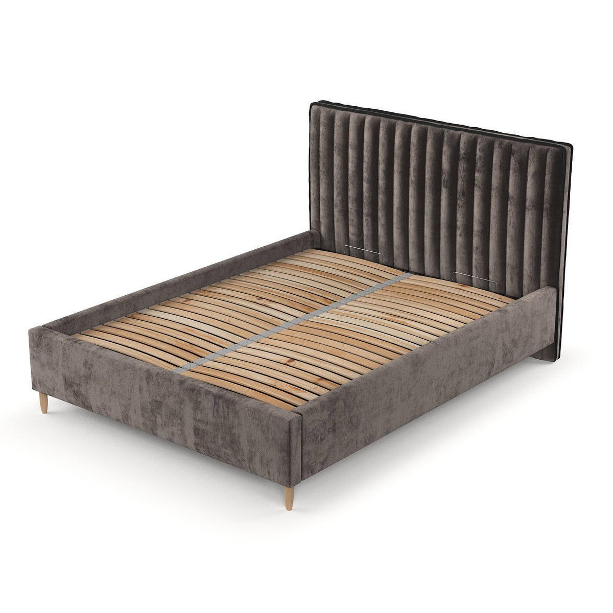 POLSTERBETT Aria 140/200 cm Braun im Lotta Stoff - Naturfarben/Braun, Holz/Holzwerkstoff (140/200cm) - AltaBeds