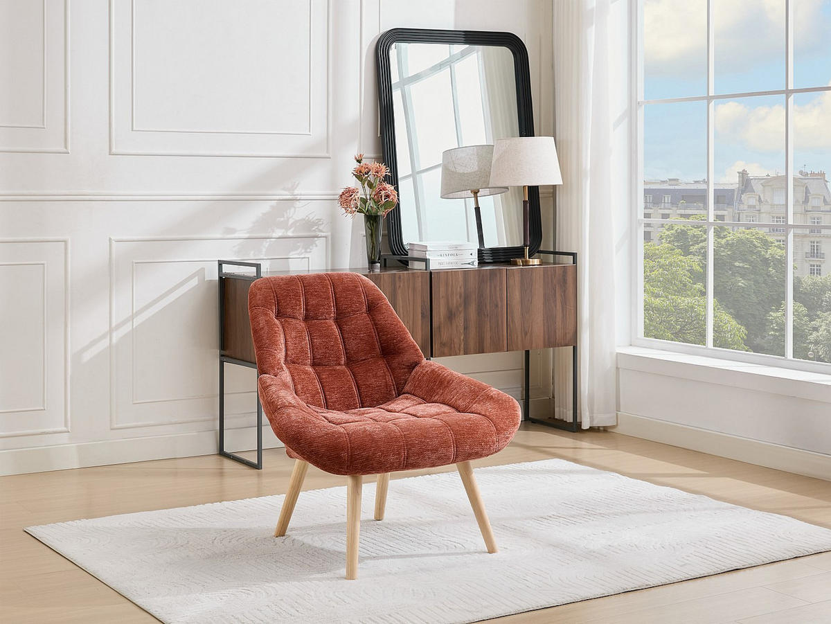 SESSEL mit gerader Rückenlehne - 1 -Sitzer - Polyester - terracotta - LUOSTO - Braun, Textil (87/83/79cm) - Vente-Unique