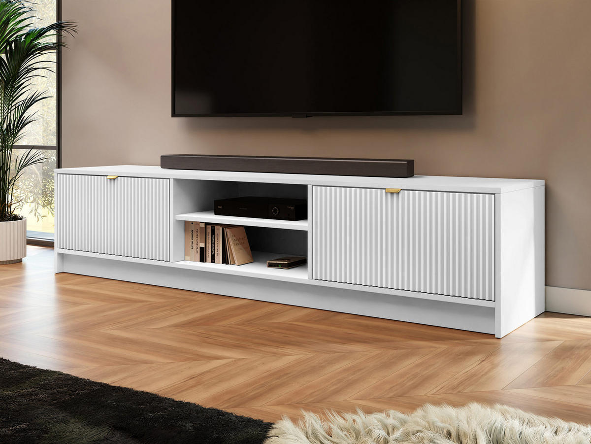 TV-ELEMENT Tireno - Goldfarben/Weiß, Holzwerkstoff/Metall (180/40/40cm) - MIRJAN24
