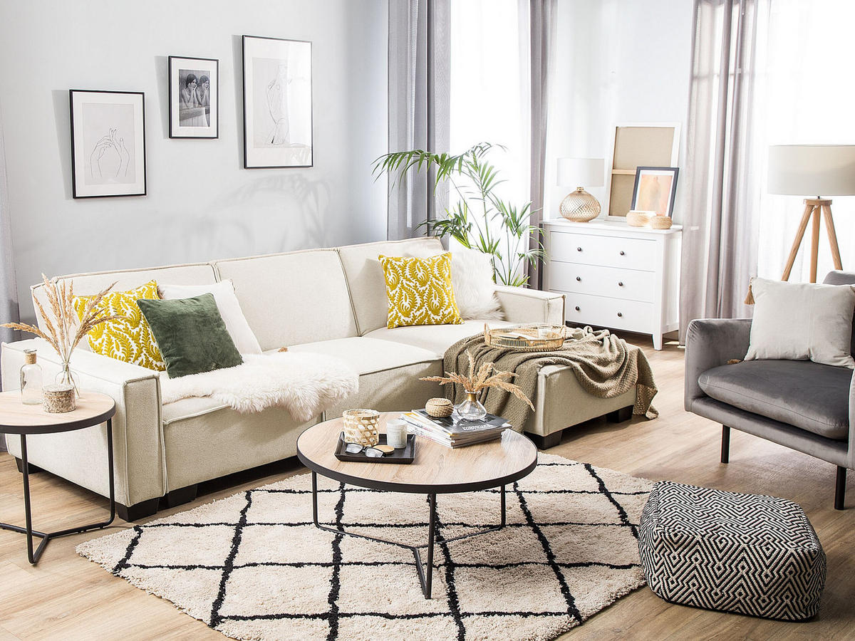 ECKSOFA Polsterbezug Beige rechtsseitig Romedal - Beige, Textil (290/173cm) - Beliani