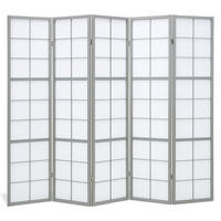 PARAVENT 5-tlg 220/179 cm Grau Holz Shoji - Grau, Holz (220/179/2cm) - Homestyle4u