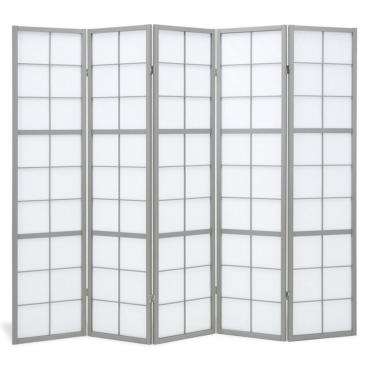 PARAVENT 5-tlg 220/179 cm Grau Holz Shoji - Grau, Holz (220/179/2cm) - Homestyle4u