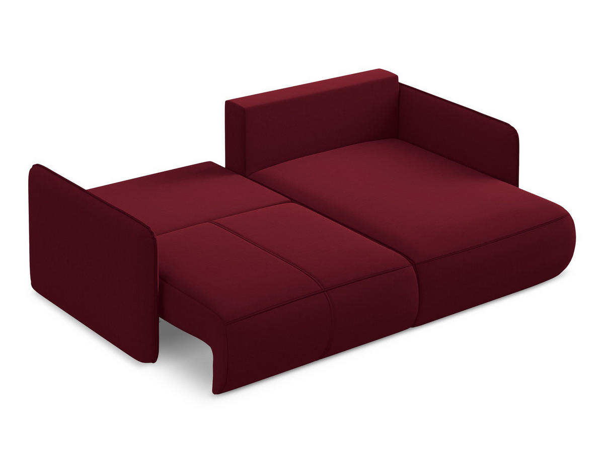 ECKSOFA mit Schlaffunktion Samt Stoff Rot - Bordeaux/Rot, Kunststoff/Textil (207/148cm) - Makamii