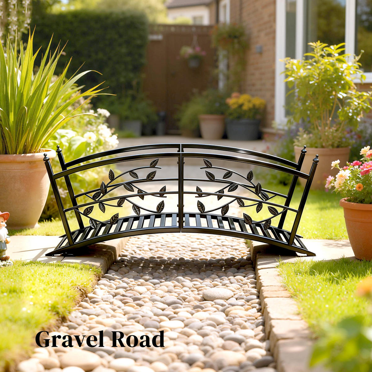 GARTENBRÜCKE Metall Schwarz - Schwarz, Metall (120/51/47cm) - Outsunny