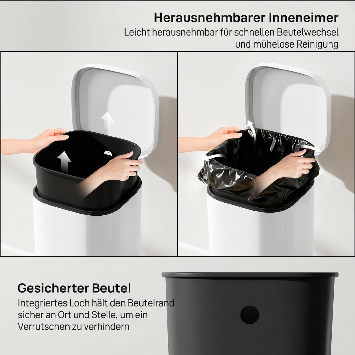 MÜLLEIMER Metall Kunststoff Weiß - Weiß, Metall (29/59.5/36cm) - HOMCOM
