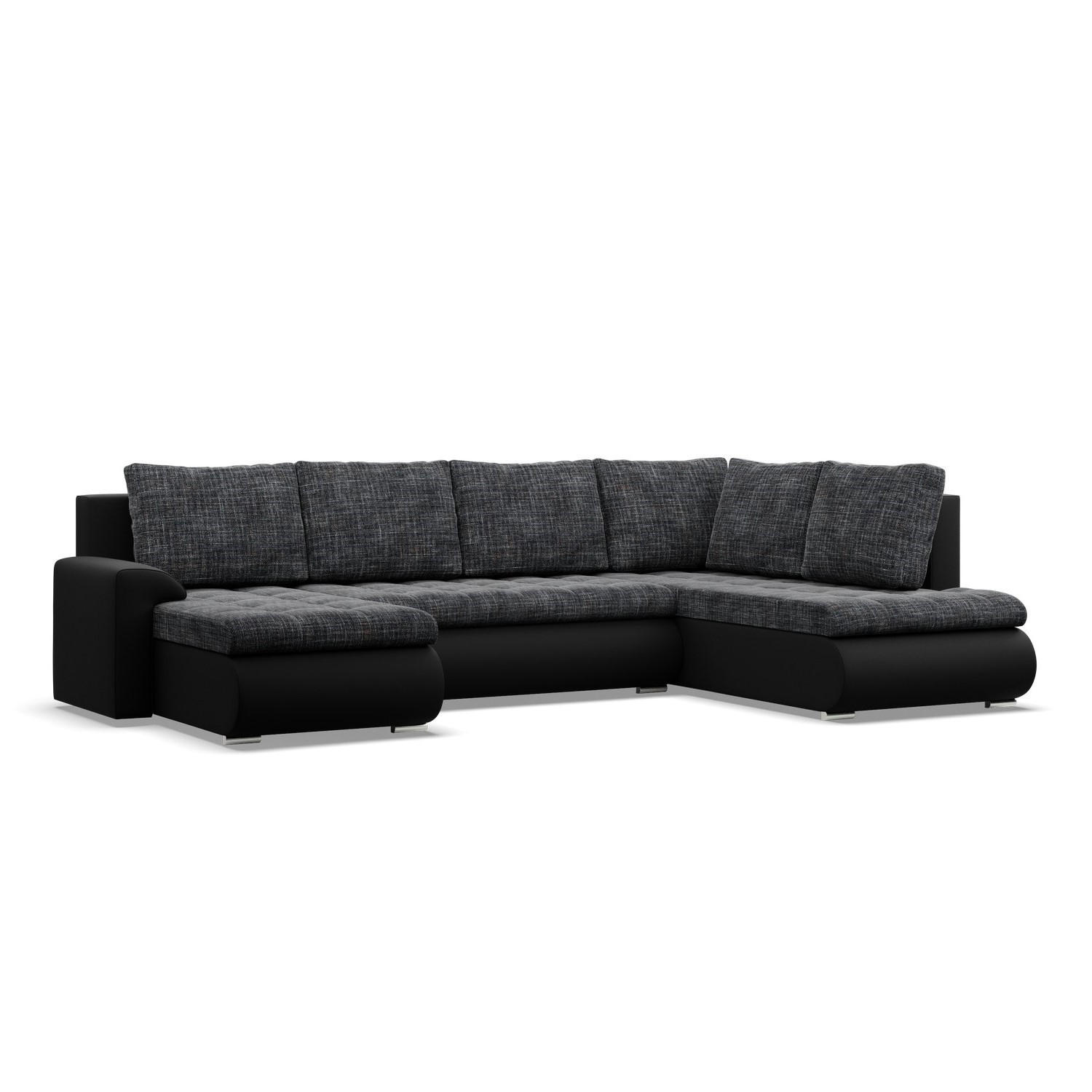 U-SOFA MIT SCHLAFFUNKTION FORESTA, Schwarz + Schwarz - Schwarz, Textil (300/89/200cm)