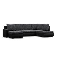 U-SOFA MIT SCHLAFFUNKTION FORESTA, Schwarz + Schwarz - Schwarz, Textil (300/89/200cm)