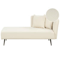 CHAISELONGUE Bouclé cremeweiß rechtsseitig Riom - Schwarz/Weiß, Textil (156/75/77cm) - Beliani