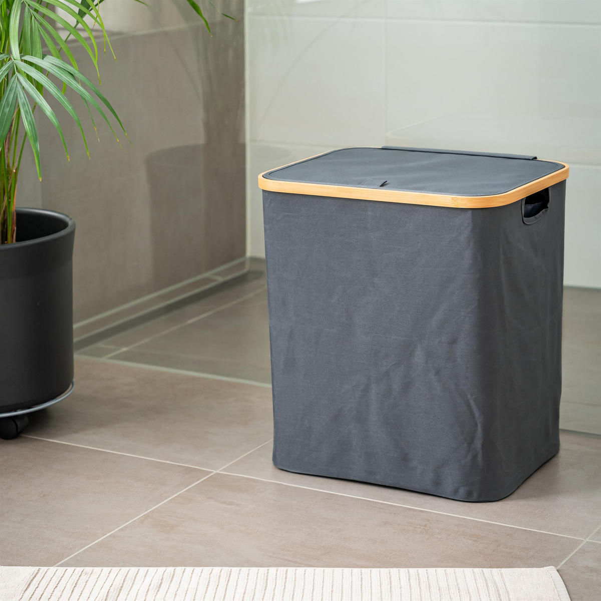 WÄSCHESAMMLER 60 Liter, grau - Grau, Textil (41/45.5/33cm) - bremermann