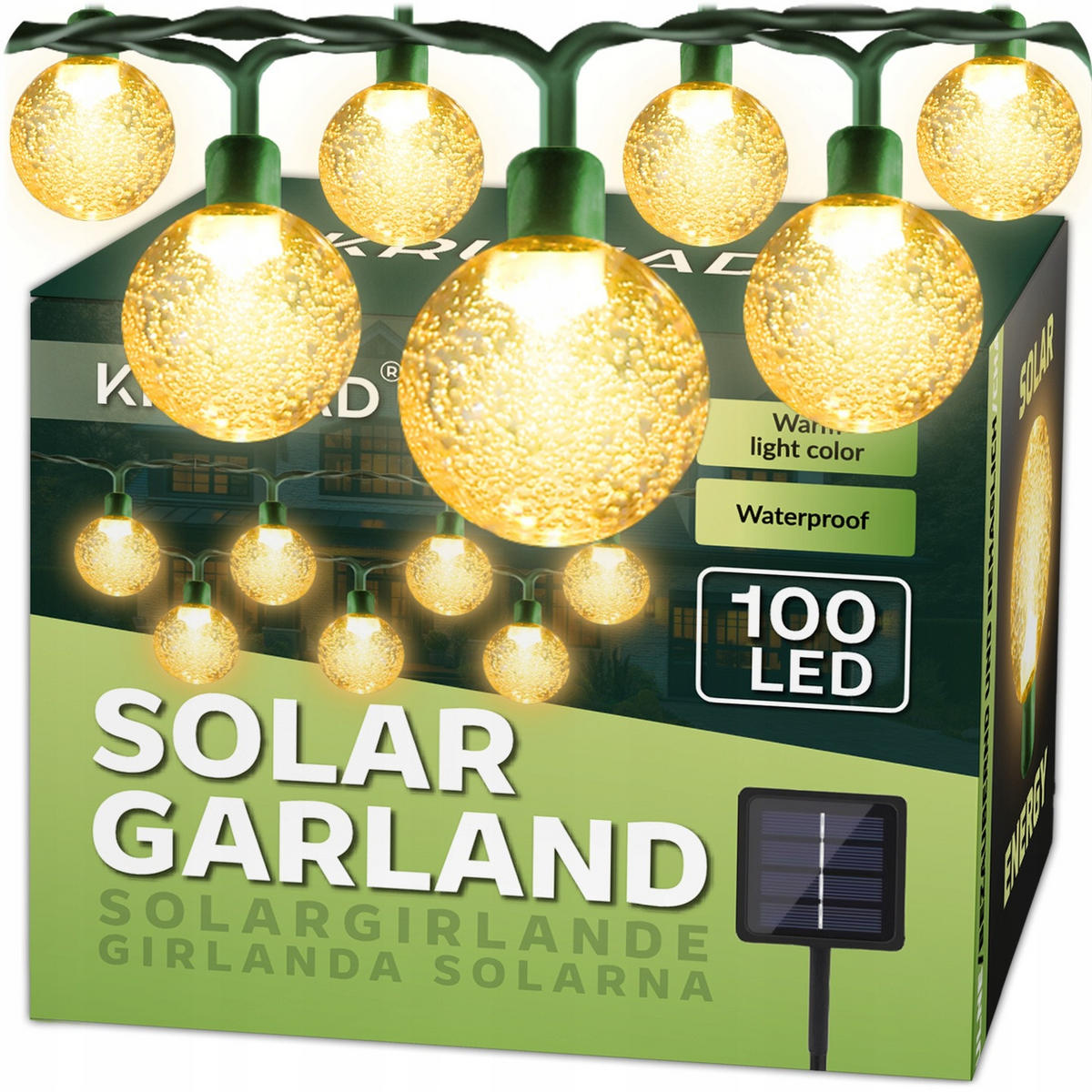 SOLAR-LICHTERKETTE Outdoor LED Gartenbeleuchtung 14m - Schwarz, Kunststoff (14000/10/10cm) - KRUMAD