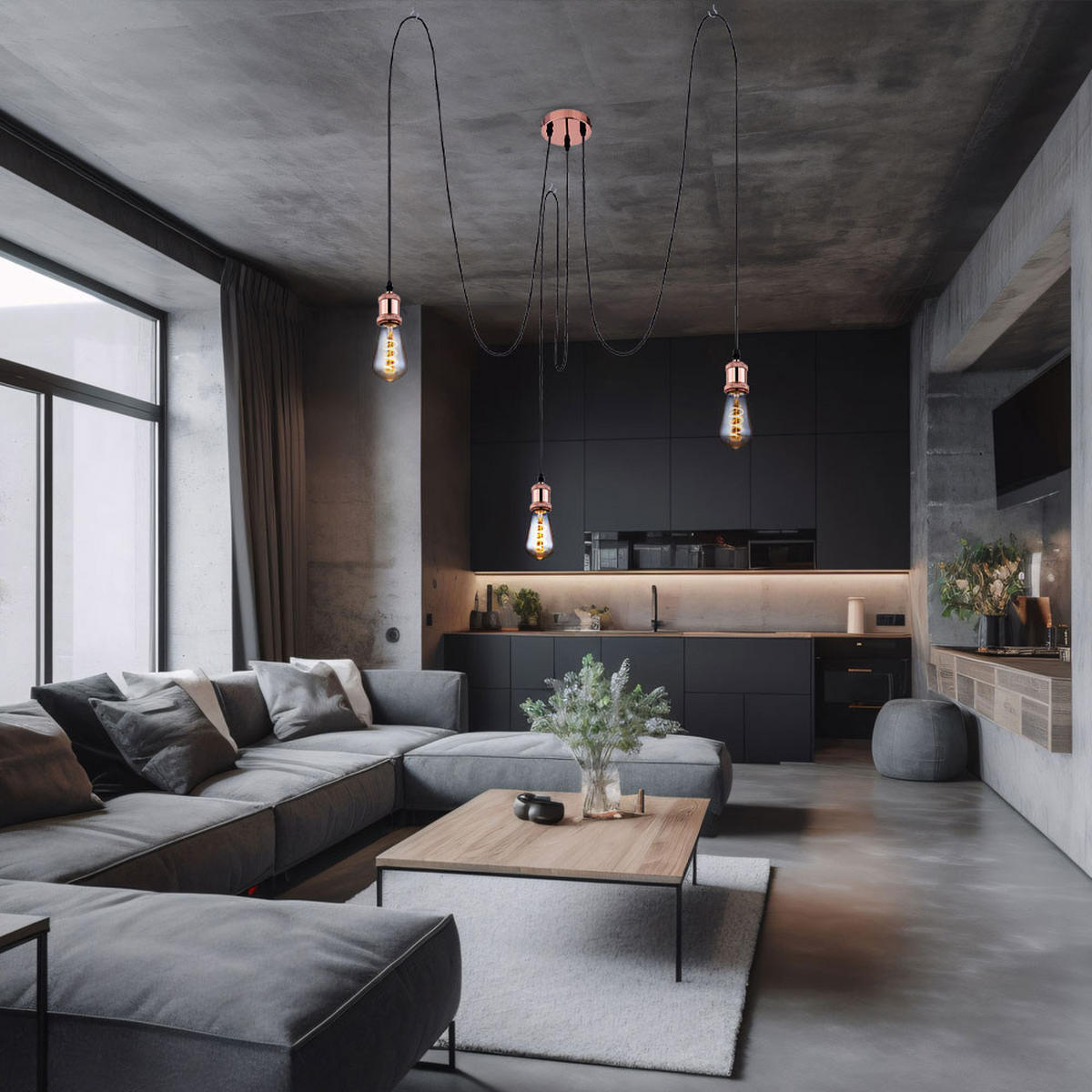 HÄNGELEUCHTE Metall Kupfer 3-flammig - Kupferfarben, Metall (11.7/11.7/200cm) - Globo Lighting