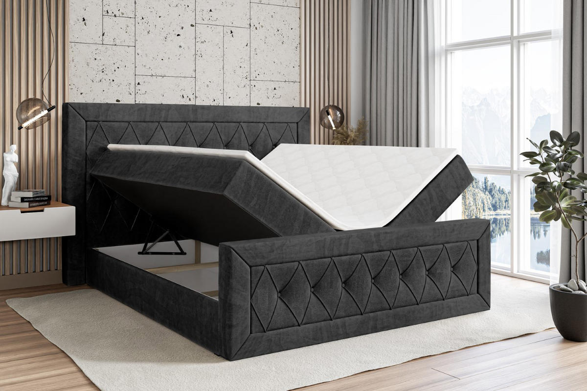 BOXBETT NOEL-Z - 140 x 200 - H4 - Schwarz - Schwarz, Holzwerkstoff (140/200cm) - ALTDECOR