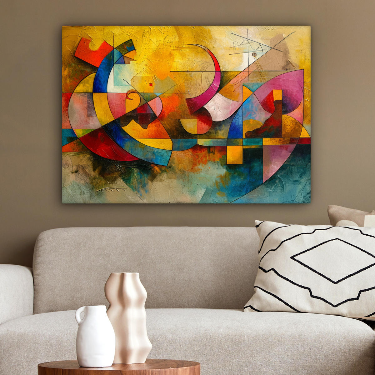 LEINWANDBILD Kunst - Abstrakt - Modern Wandbilder 80x60 cm - Gelb, Textil (80/60cm) - MuchoWow