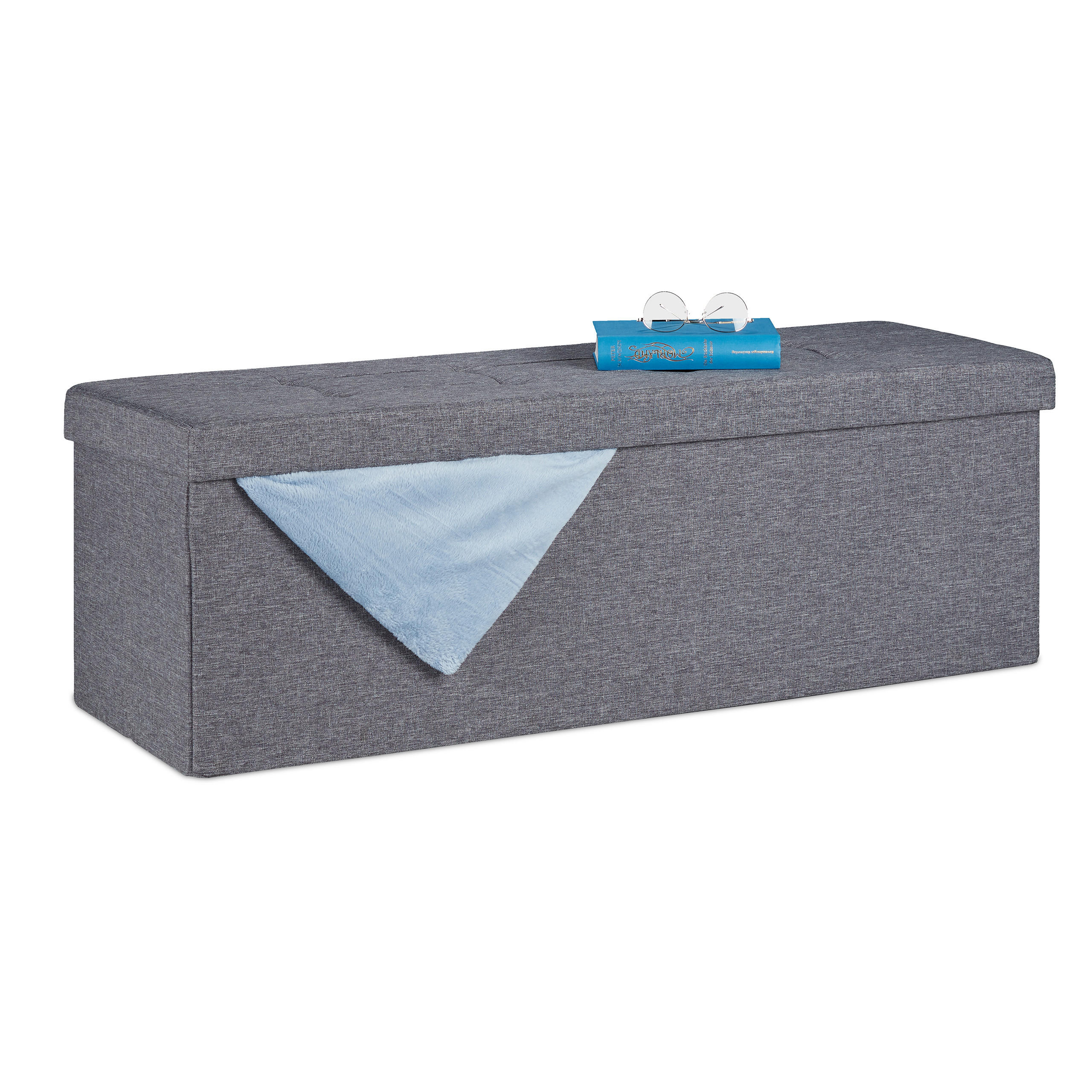 SITZBANK - Anthrazit, Holzwerkstoff/Textil (114/38.5/37.5cm) - Relaxdays