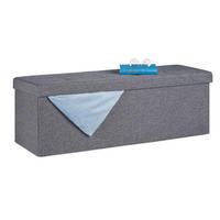 SITZBANK - Anthrazit, Holzwerkstoff/Textil (114/38.5/37.5cm) - Relaxdays