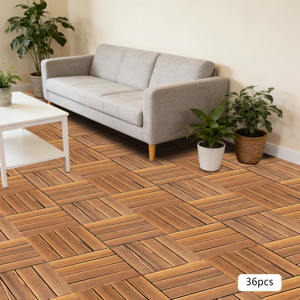 TERRASSENFLIESE 36er-Pack Hartholz, Outdoor & wasserdicht - Braun, Holz (30/30/2cm) - Kaket