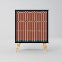 SIDEBOARD HYPNOTIC GATE, Schwarz, 57,5x42x75,5 cm, Goldfarbene Metallfüße - Goldfarben/Multicolor, Holzwerkstoff/Metall (57.5/75.5/42cm) - SpaceRebels