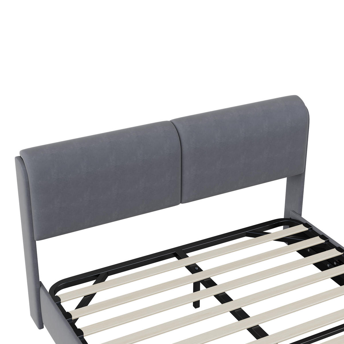 POLSTERBETT 140x200 cm, Grau, LED-Beleuchtung - Grau, Textil/Metall (140/200cm)